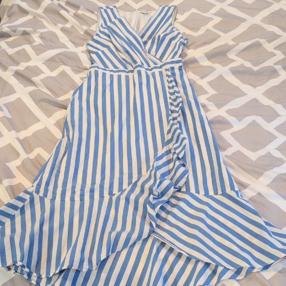 J. Crew Asymmetrical Striped Dress in Blue and White - Picture 1 of 2